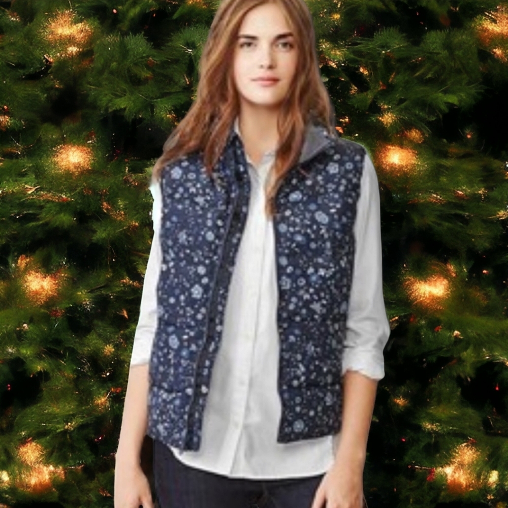 GAP Floral Puffer Vest - Blue